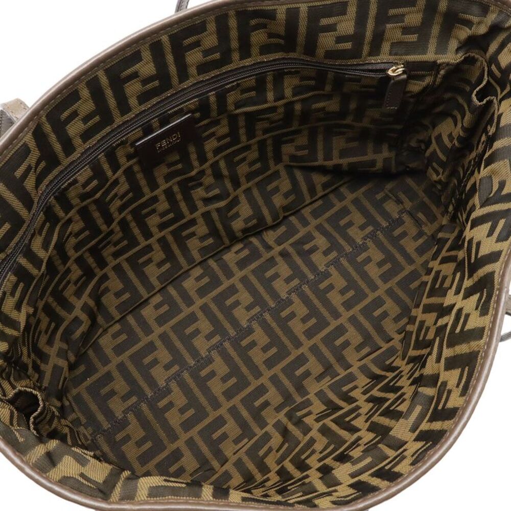 Fendi Zucca Pattern Leather Tote Shoulder Bag - Picture 6 of 8